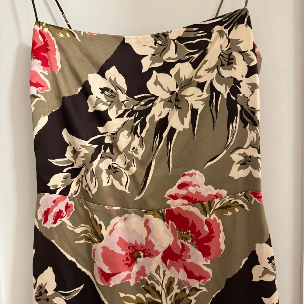 Reformation Slip Maxi Dress in Olive and Black - Picture 7 of 8